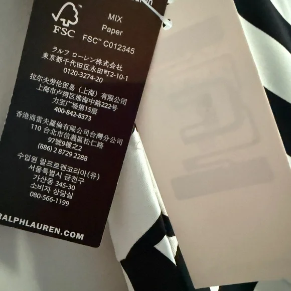 NWT LRL Ralph Lauren Black Label Sz 10 Black & White Striped Asymmetrical Skirt